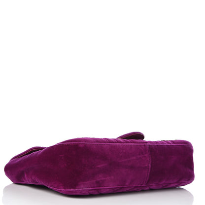 Gucci Velvet Matelasse Loved Embroidered Medium GG Marmont Shoulder Bag Fuchsia Violet Cyclamen 4 of 13