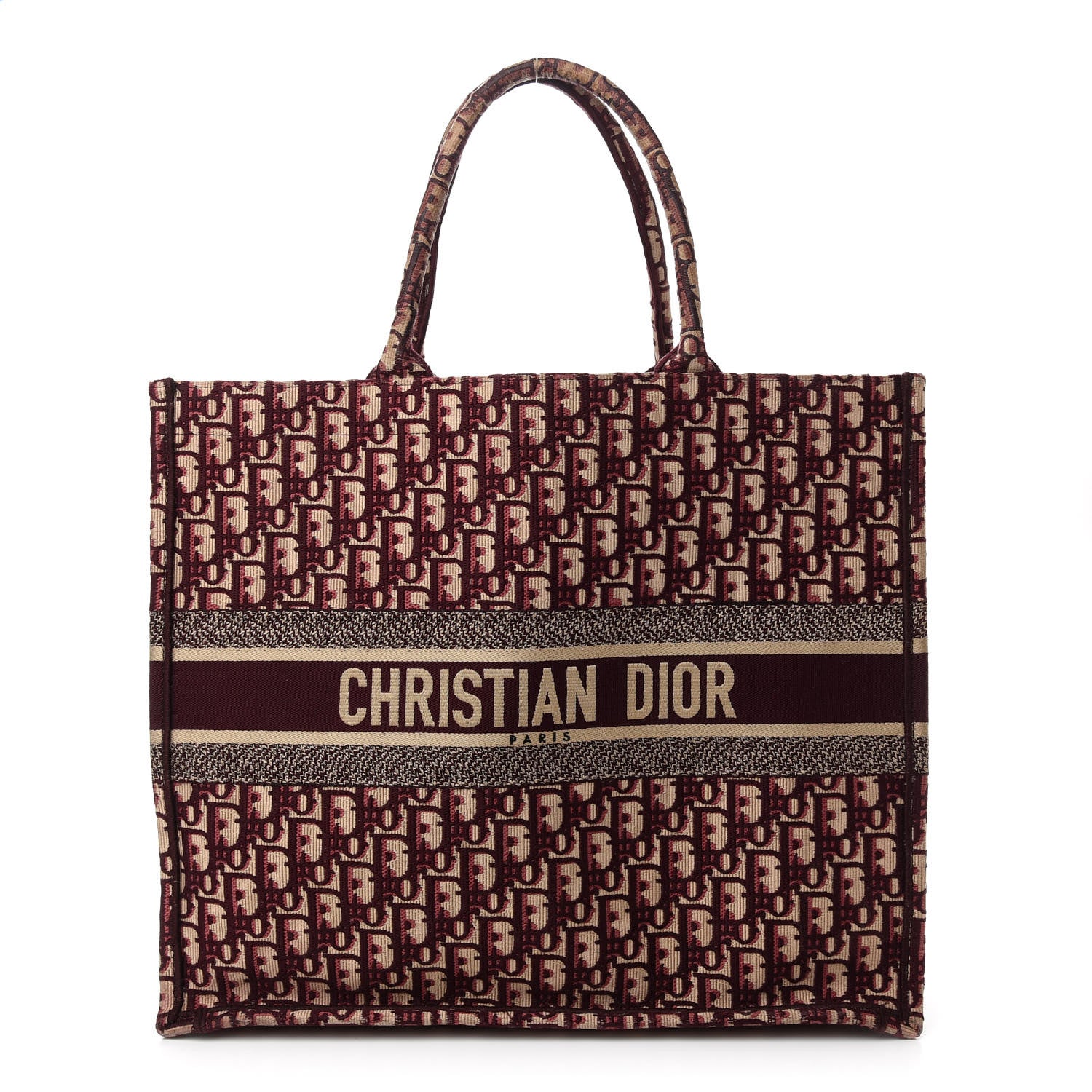 Christian Dior Oblique Large Book Tote Burgundy Multicolor 1 of 10