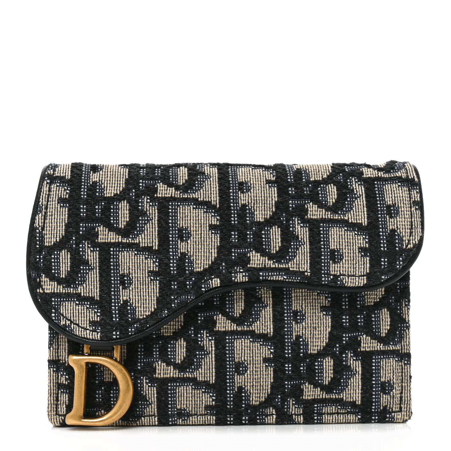 Christian Dior Oblique Saddle Card Holder Blue 1 of 7