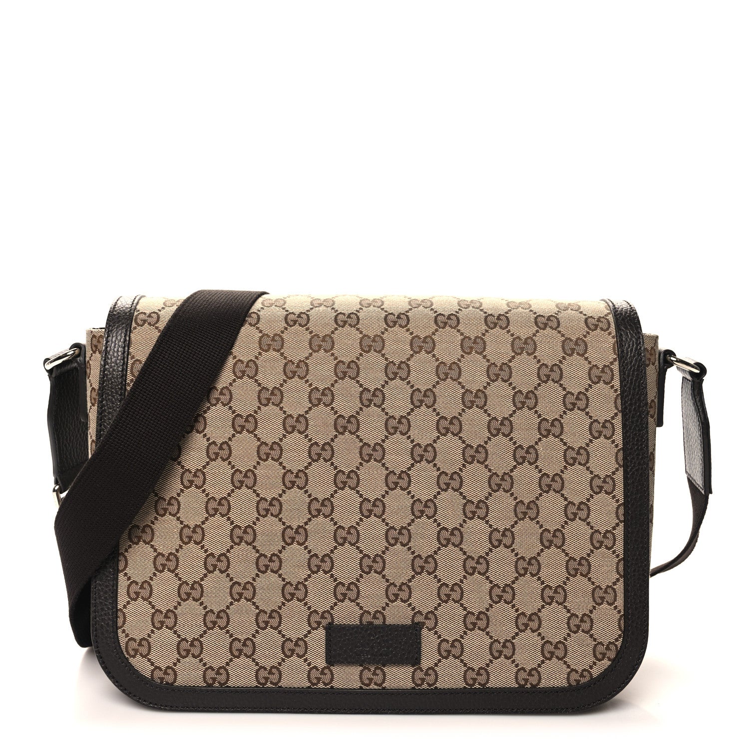 Gucci Monogram Flap Messenger Bag Beige Dark Brown 1 of 10