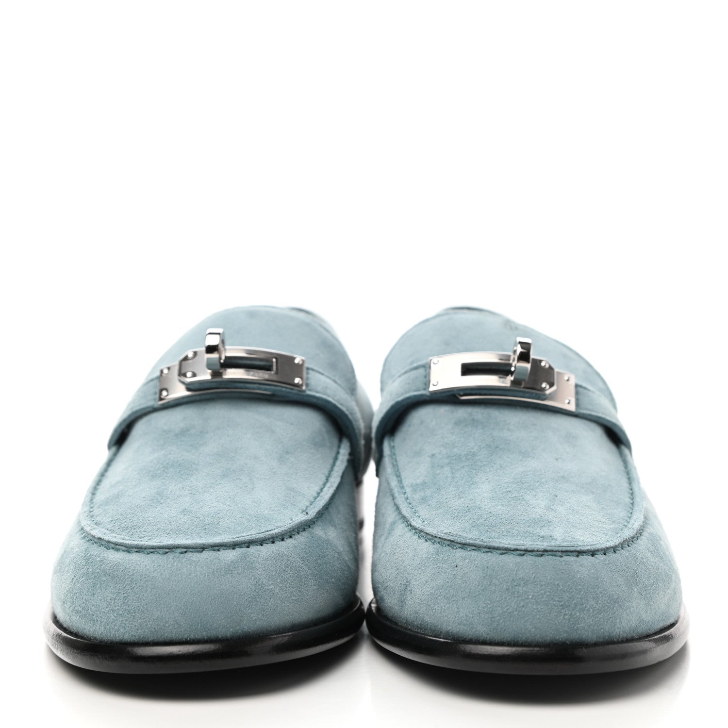 Hermes Suede Goatskin Womens Destin Loafer 37 Vert d'eau 2 of 11