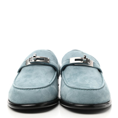 Hermes Suede Goatskin Womens Destin Loafer 37 Vert d'eau 2 of 11