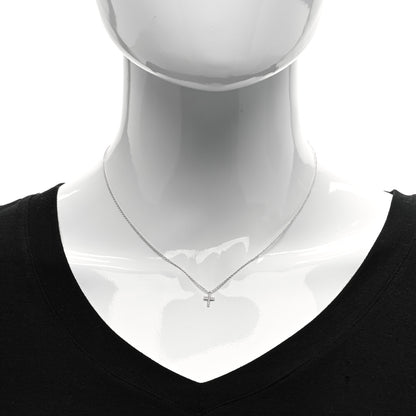 Tiffany 18K White Gold Diamond Mini Cross Pendant Necklace 2 of 5
