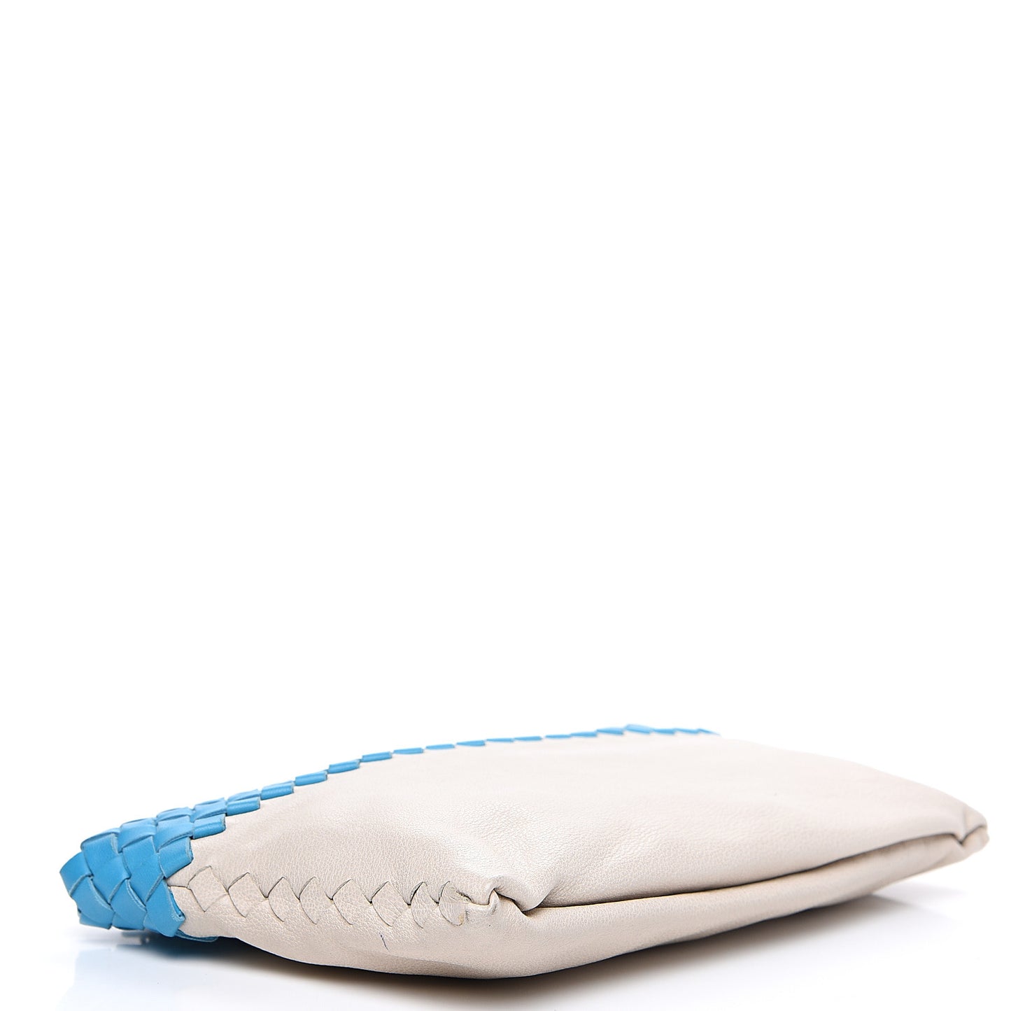 Nappa Calfskin Intrecciato Wristlet Pouch White Sand