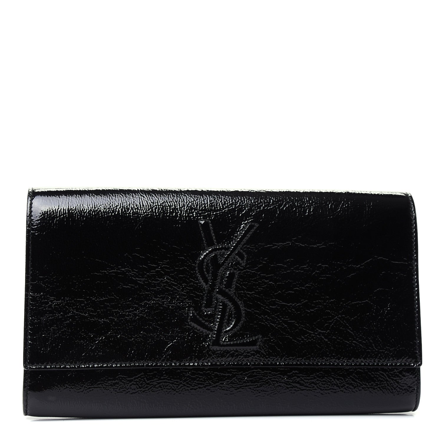 Saint Laurent Textured Patent Monogram Large Belle De Jour Clutch Black 1 of 6