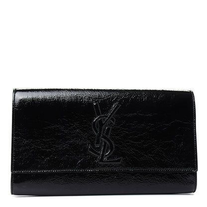 Saint Laurent Textured Patent Monogram Large Belle De Jour Clutch Black 1 of 6