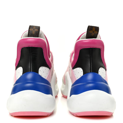 Louis Vuitton Calfskin Technical Nylon LV Archlight Sneakers 38 White Pink Blue 4 of 16