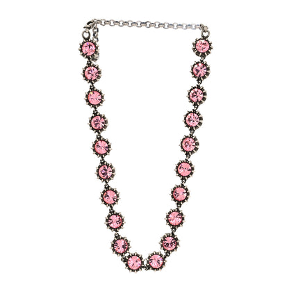 Gucci Metal Crystal Choker Necklace Silver Pink 3 of 5