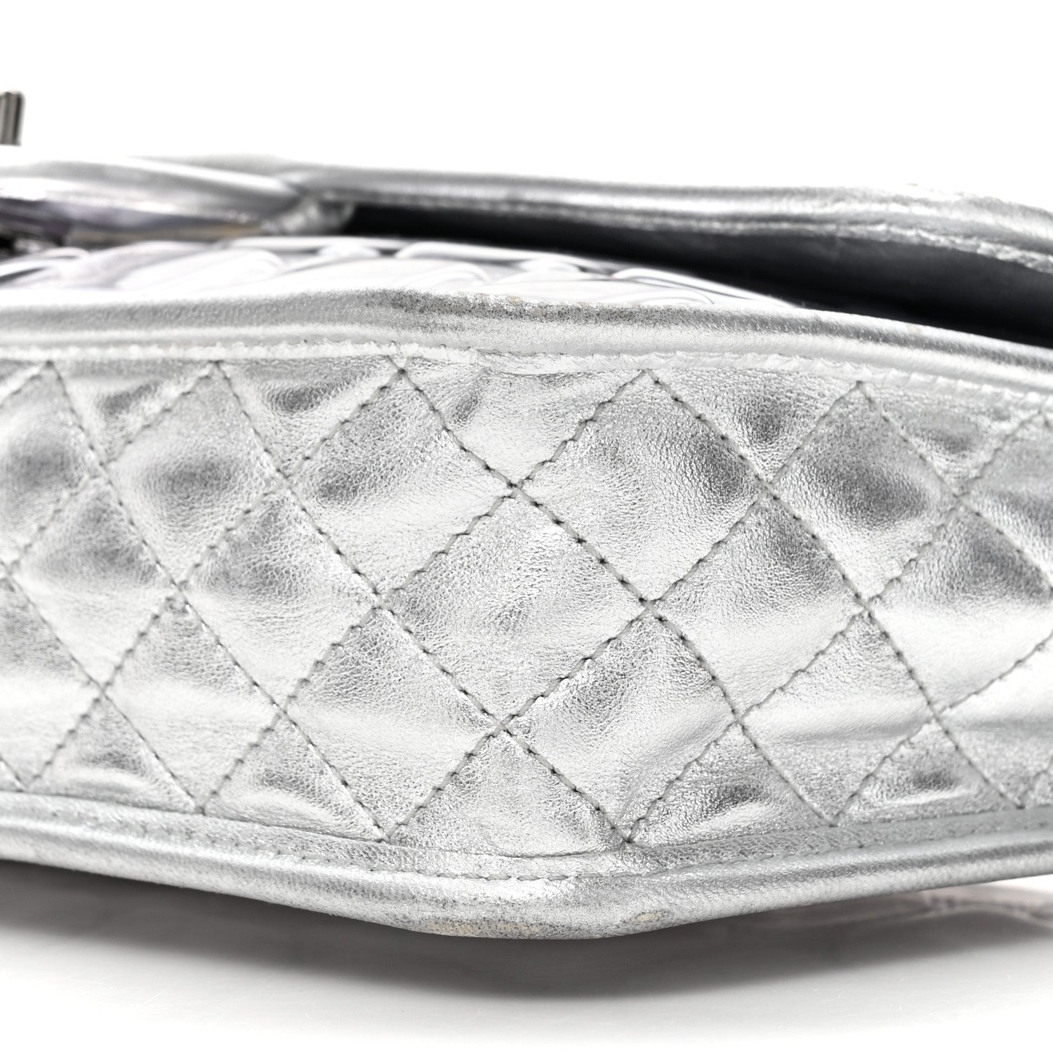 Chanel Vinyl Large Ice Cube Flap Silver 9 of 19
