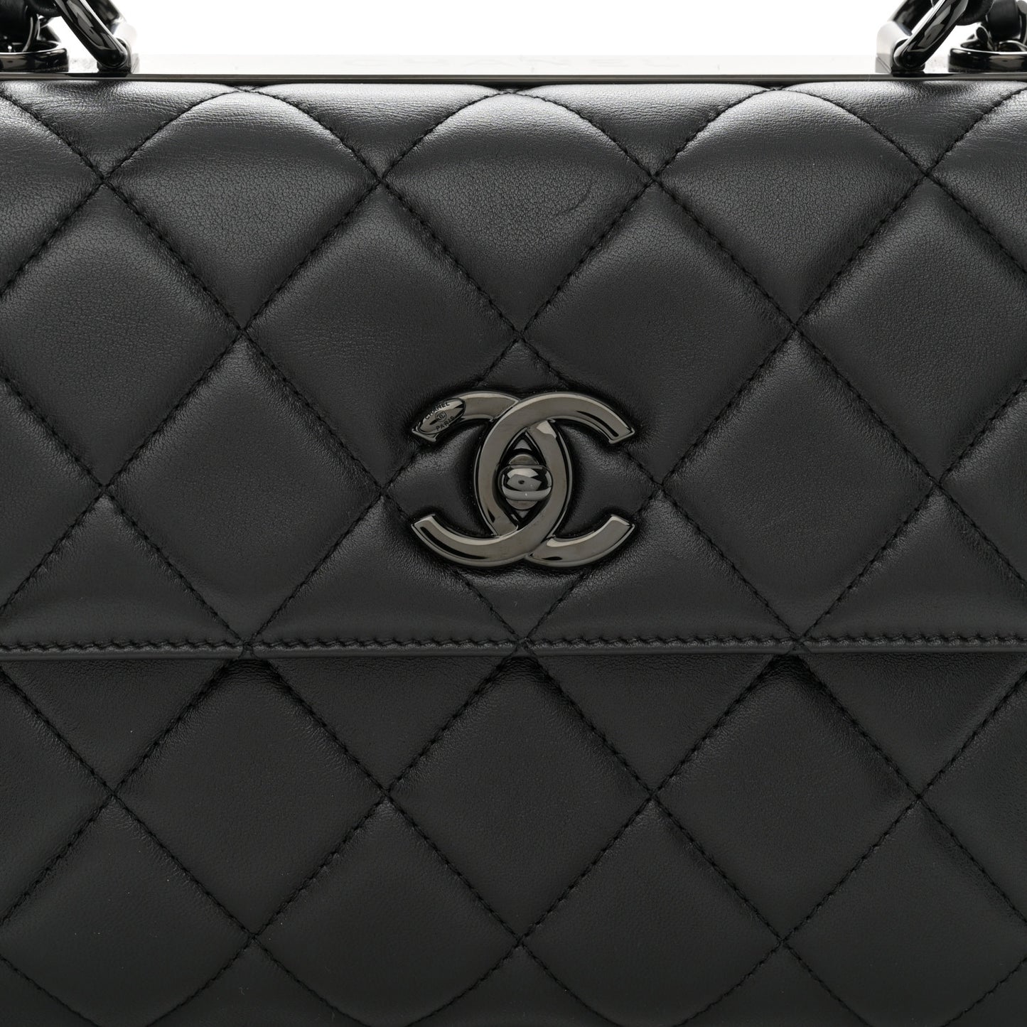 Lambskin Quilted Small Trendy CC Dual Handle Flap Bag So Black