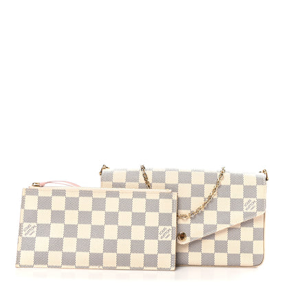 Louis Vuitton Damier Azur Pochette Felicie Chain Wallet Rose Ballerine 3 of 10