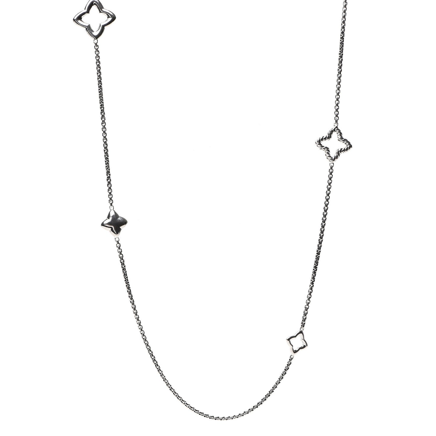 Sterling Silver 25mm Quatrefoil Chain Necklace