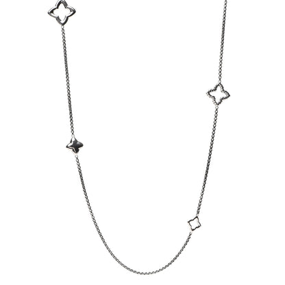 David Yurman Sterling Silver 25mm Quatrefoil Chain Necklace 1 of 4