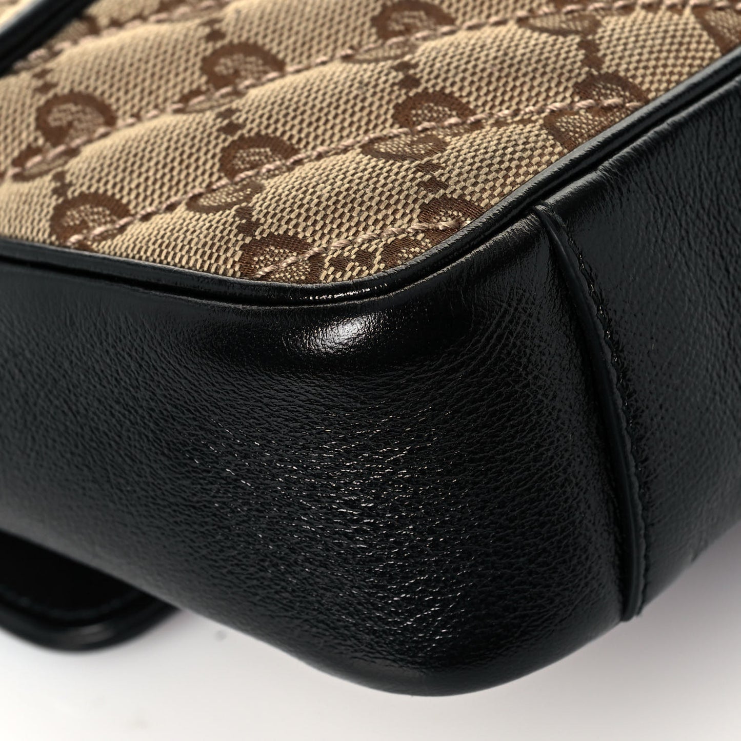 Monogram Matelasse Diagonal Mini GG Marmont Shoulder Bag Beige Black