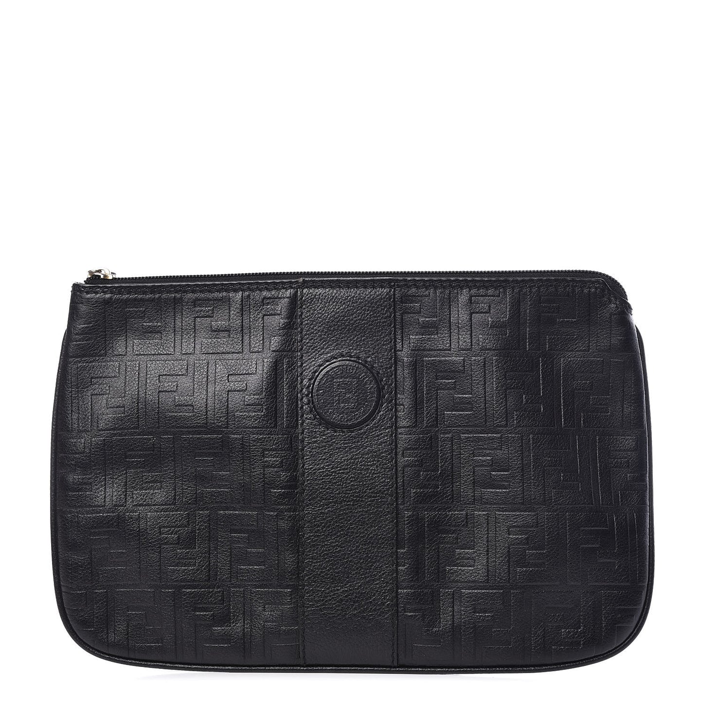 Calfskin FF Embossed Pouch Black