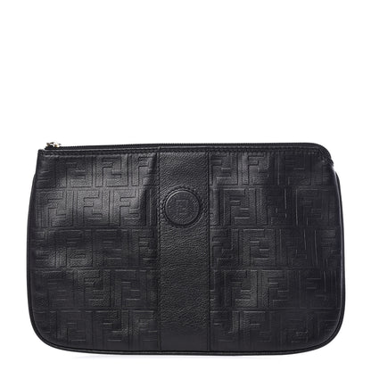 Fendi Calfskin FF Embossed Pouch Black 1 of 11