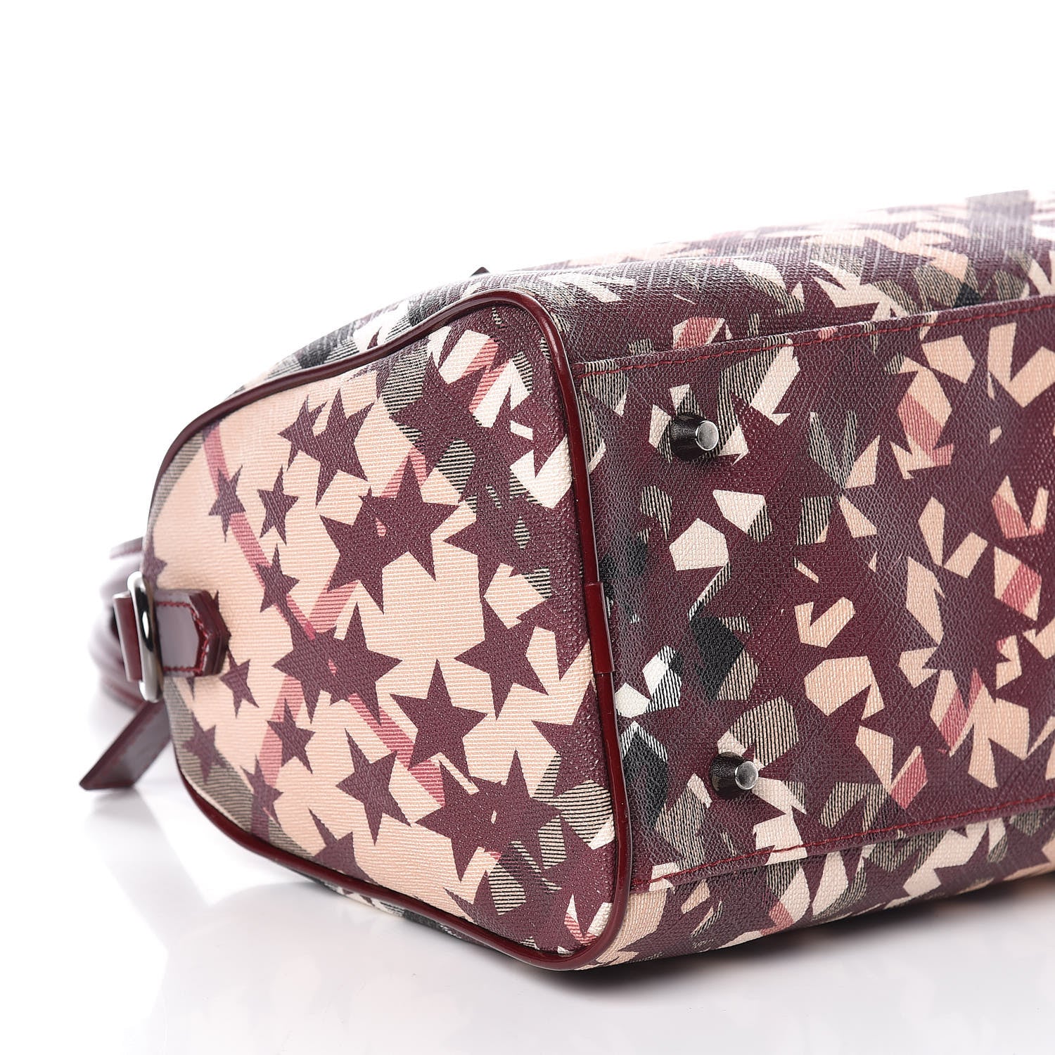 Burberry Patent Supernova Check Stars Small Chester Bowling Bag Berry Red 7 of 9