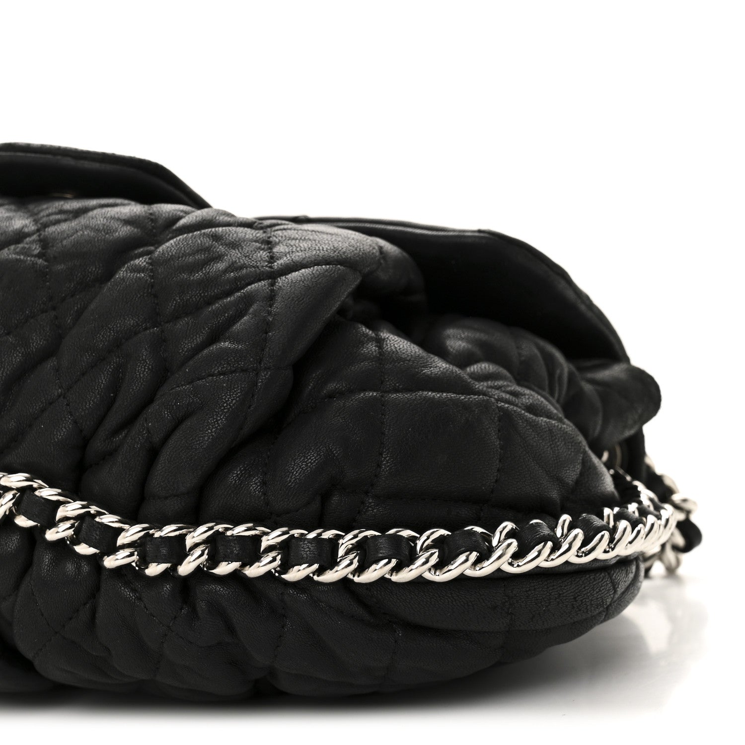 Chanel Washed Lambskin Quilted Medium Chain Around Messenger Black 10 of 13