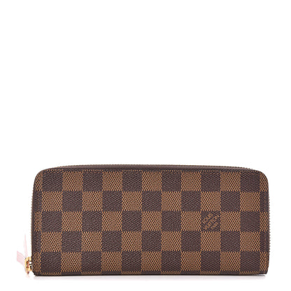 Louis Vuitton Damier Ebene Clemence Wallet Rose Ballerine 1 of 8