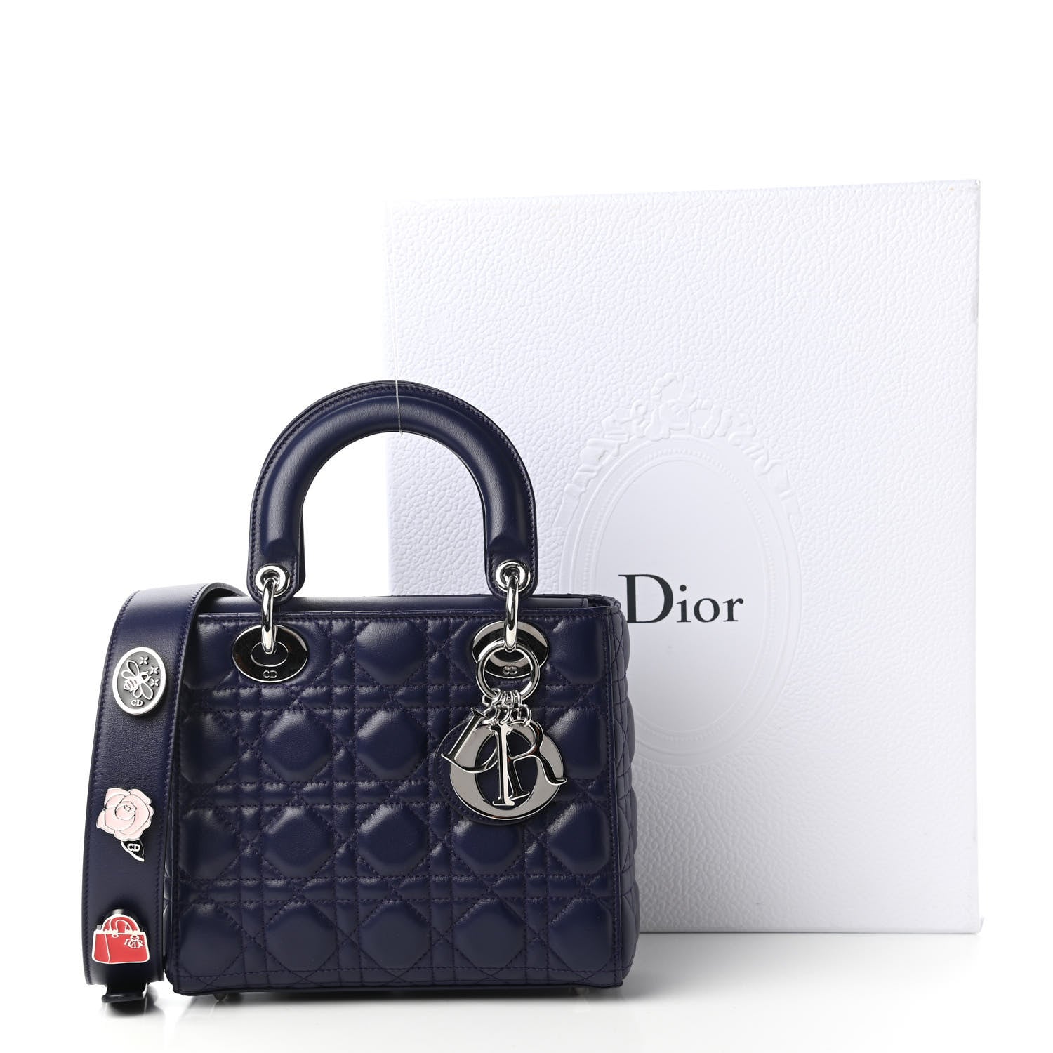 Christian Dior Lambskin Cannage Small Lucky Badges My Lady Dior Navy 11 of 11