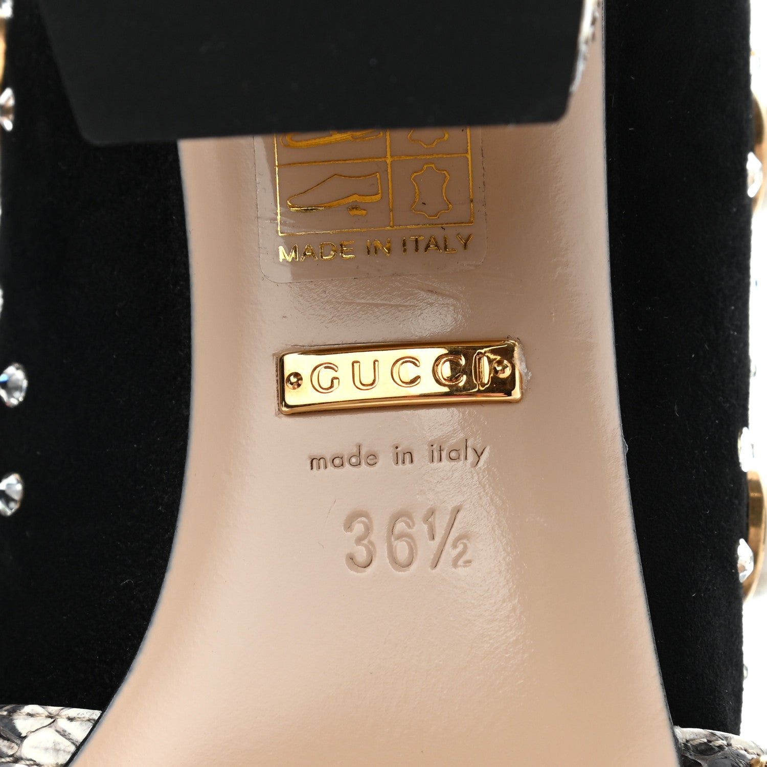 Gucci Suede Snakeskin Pearl Studded Ofelia Pumps 36.5 Black 8 of 8