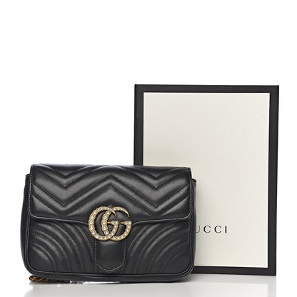 Gucci Calfskin Matelasse Pearly GG Marmont Chain Belt Bag Black 13 of 13