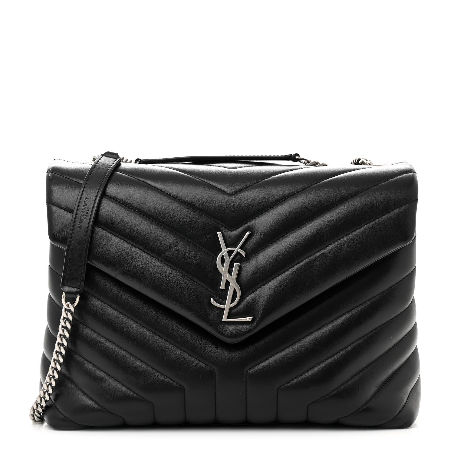Saint Laurent Calfskin Y Quilted Monogram Medium Loulou Chain Satchel Black 1 of 17