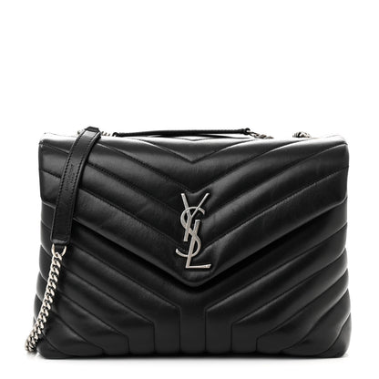Saint Laurent Calfskin Y Quilted Monogram Medium Loulou Chain Satchel Black 1 of 17