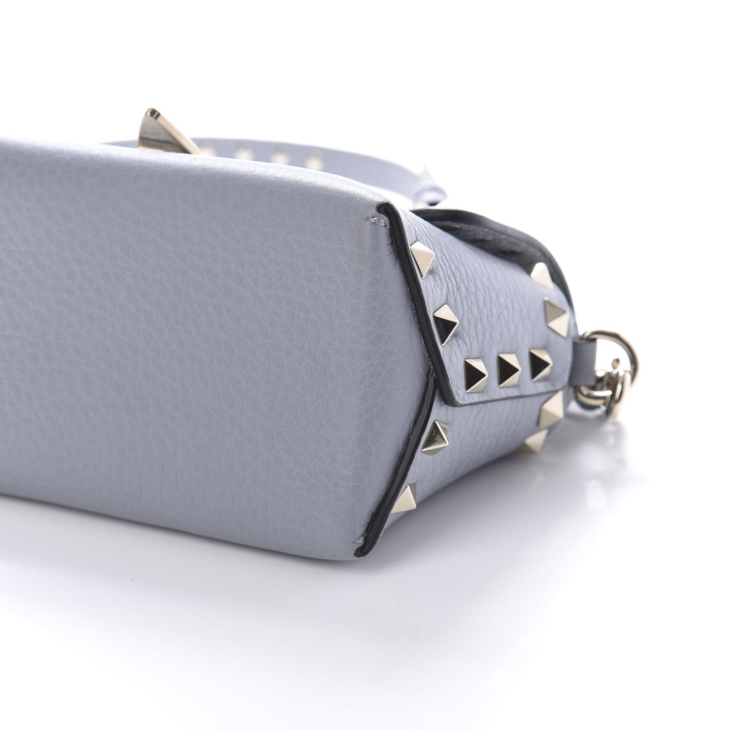 Pebbled Calfskin Mini Rockstud Crossbody Bag Light Stone