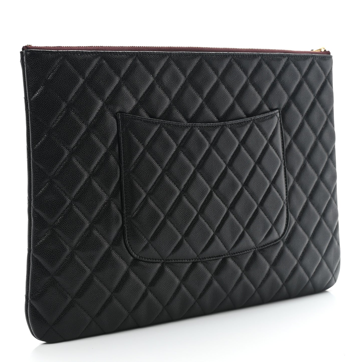 Caviar Quilted Large Cosmetic Case Black