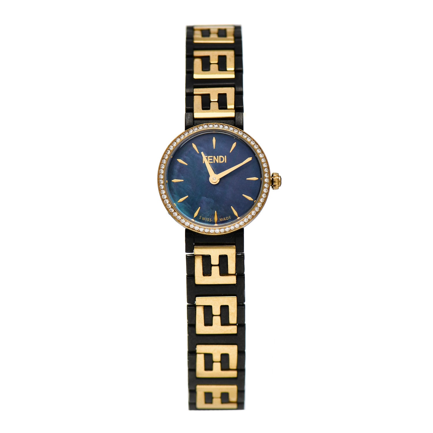 Fendi Stainless Steel Diamond Bezel Blue Mother of Pearl 19mm Fendi Forever Quartz Watch 1 of 5