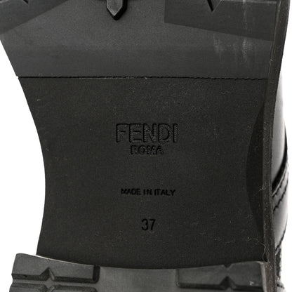 Fendi Vitello Stretch Fabric FF Vichy Rockoko Biker Boots 37 Black Crema Tobacco 7 of 8
