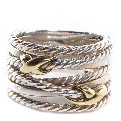 David Yurman Sterling Silver 18K Yellow Gold Double X Crossover Ring 52 6 1 of 7