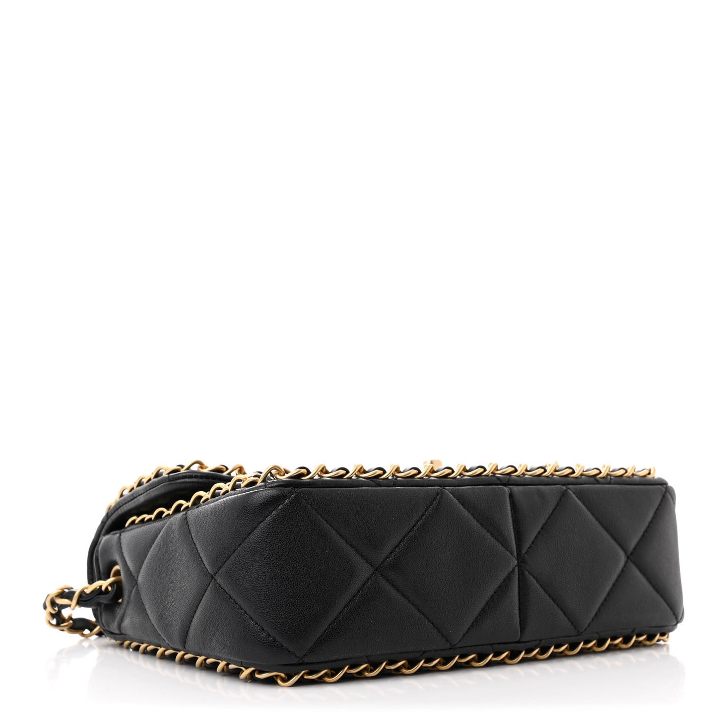 Lambskin Small Chain Around Top Handle Flap  Black