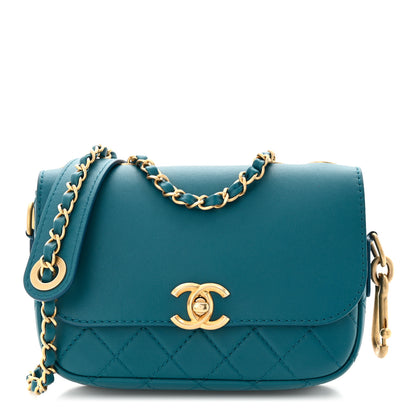Chanel Calfskin Quilted Multi Pouching Flap And Coin Purse Blue 2 of 10
