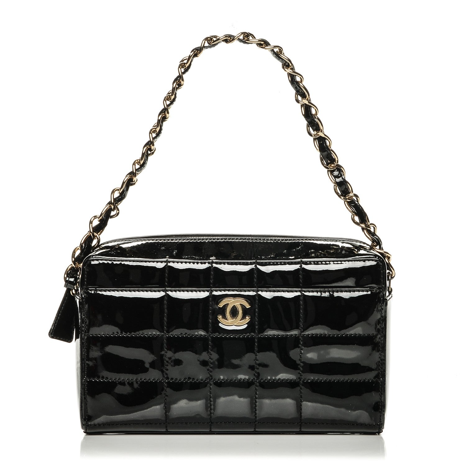 Chanel Patent Square Quilted Camera Case Black 1 of 7