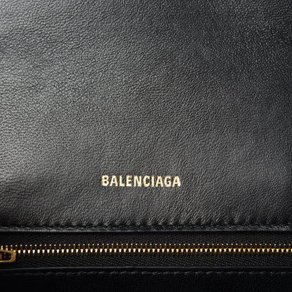 Balenciaga Wool Houndstooth Small Hourglass Top Handle Bag Black White 8 of 9