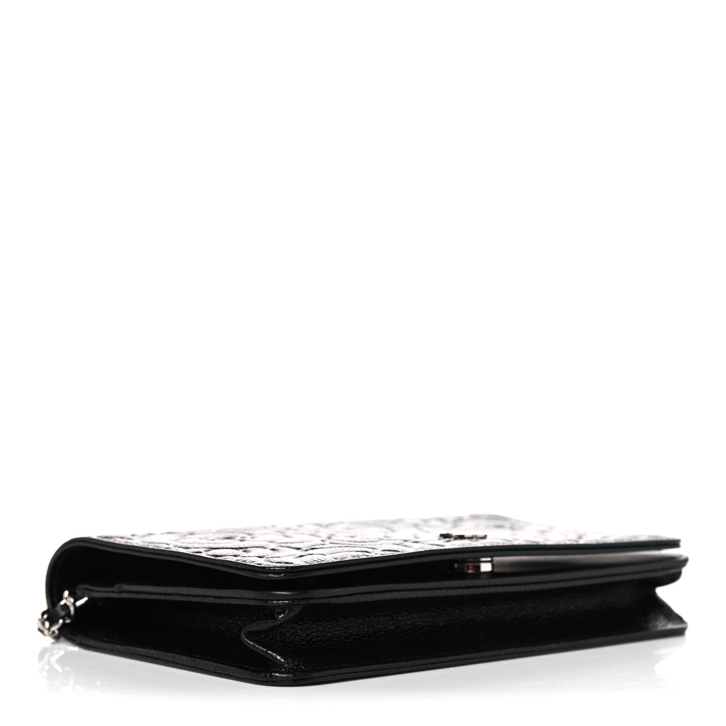 Caviar Camellia Embossed Wallet On Chain WOC Black