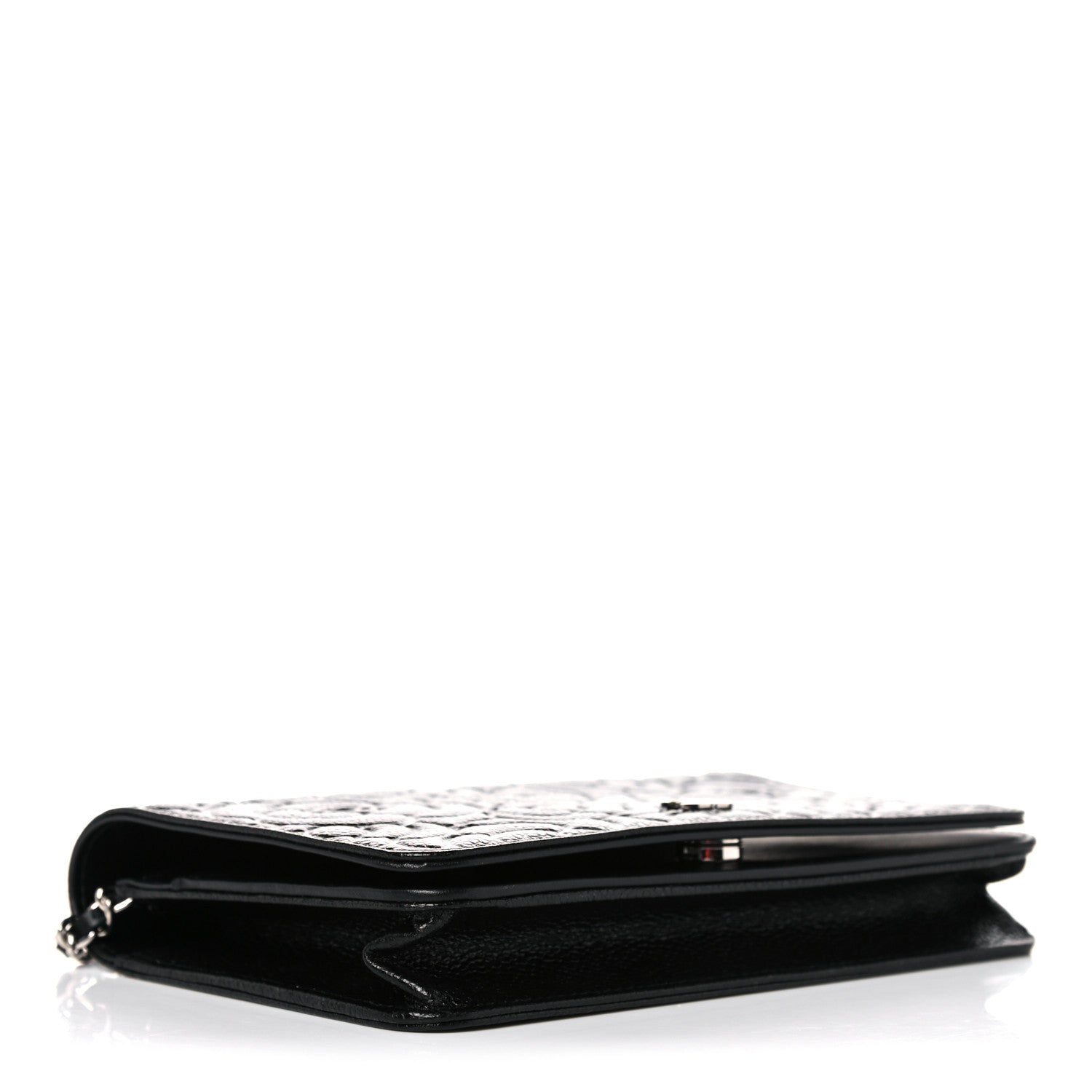Chanel Caviar Camellia Embossed Wallet On Chain WOC Black 3 of 10
