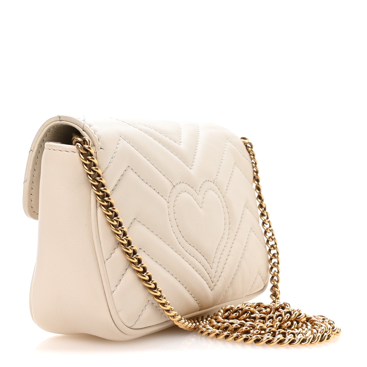 Gucci Calfskin Matelasse Super Mini GG Marmont Shoulder Bag White 3 of 10