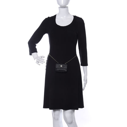 Chanel Lambskin Camellia Embossed Chain Belt Bag Black 2 of 12
