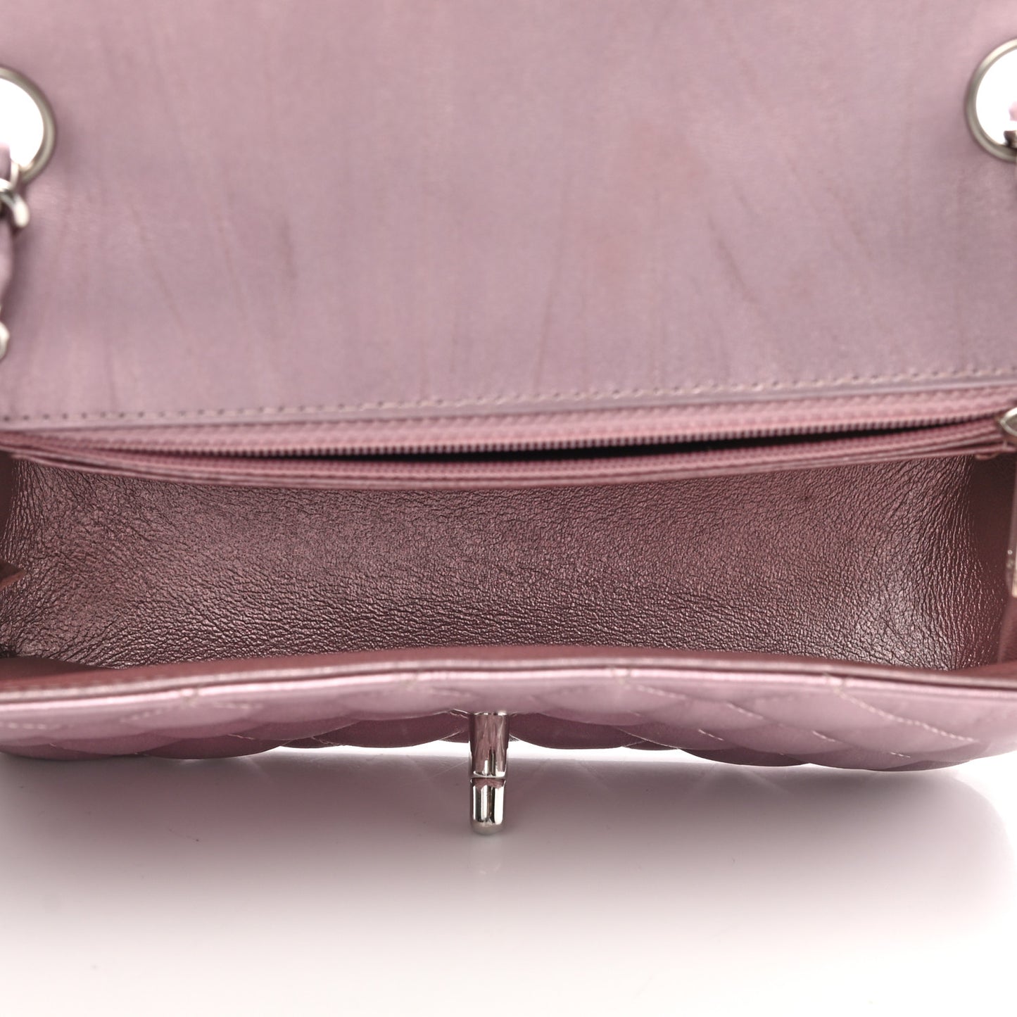Metallic Calfskin Quilted Mini Rectangular Flap Pink