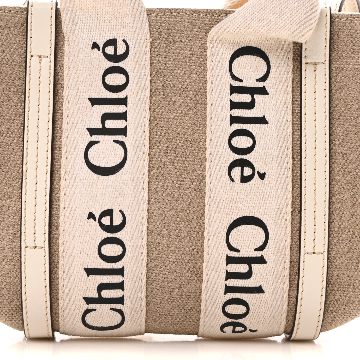 Chloe Cotton Calfskin Nano Woody Ribbon Tote With Strap White 8 of 10