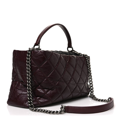 Chanel Aged Calfskin Quilted Tweed Portobello Tote Burgundy 3 of 10