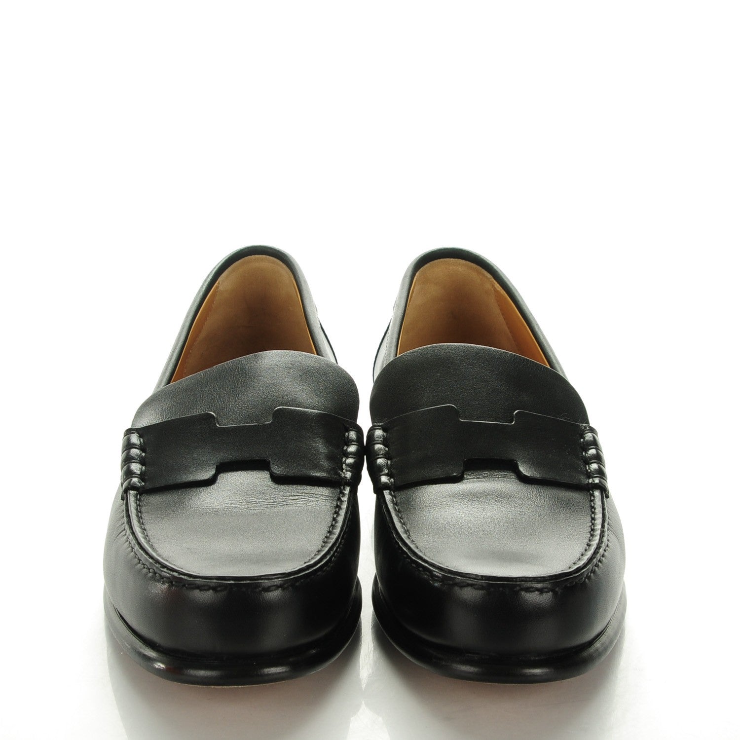 Hermes Tuscan Calfskin Kennedy Moccasin Loafers 38 Black 2 of 8