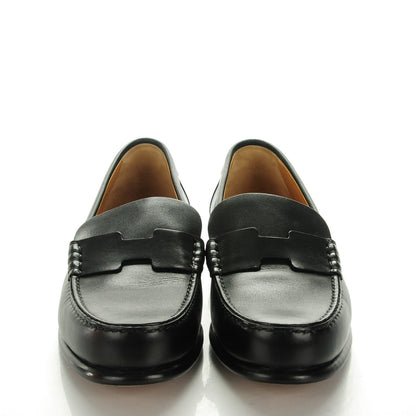 Hermes Tuscan Calfskin Kennedy Moccasin Loafers 38 Black 2 of 8