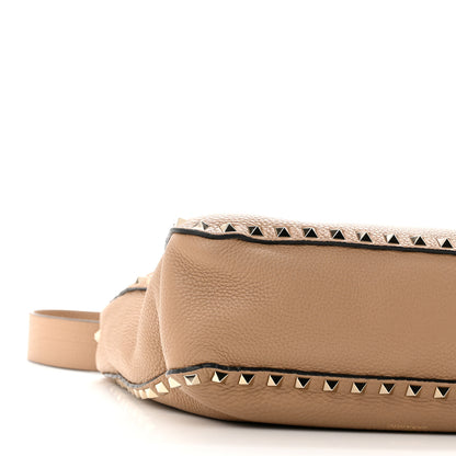 Valentino Garavani Pebbled Calfskin Small Rockstud Flip-Lock Messenger Bag Beige 9 of 10