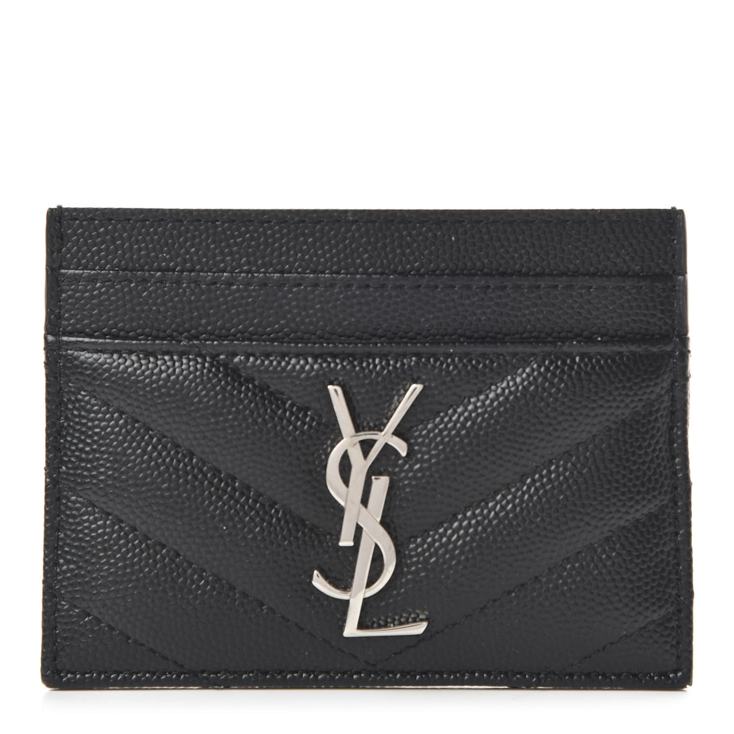 Grain De Poudre Matelasse Chevron Monogram Credit Card Case Black