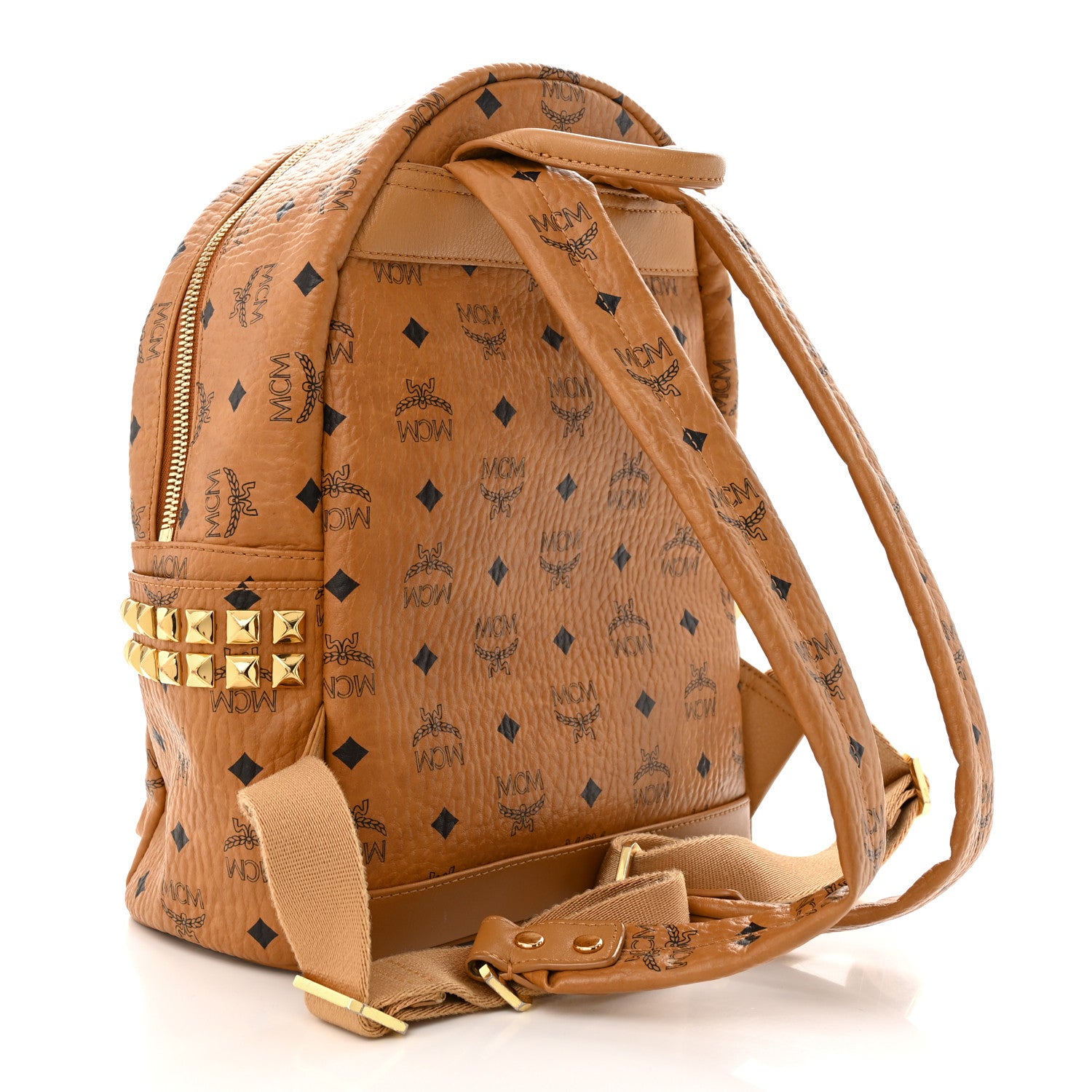 MCM Visetos Small Side Stud Stark Backpack Cognac 3 of 11