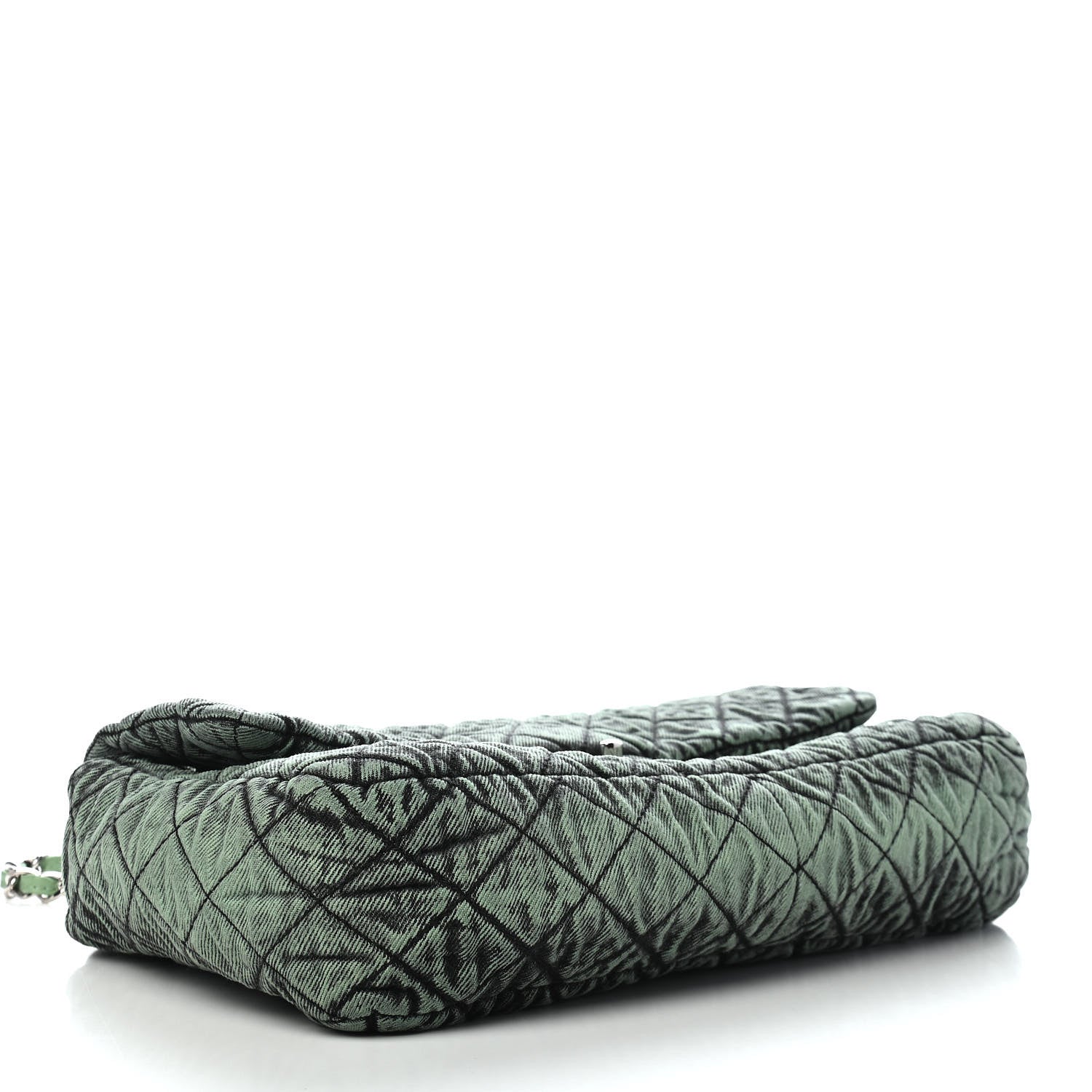 Chanel Denim Quilted Denimpression Flap Green Black 4 of 9